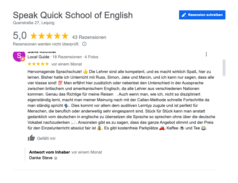 Eine hervorragende Sprachschule